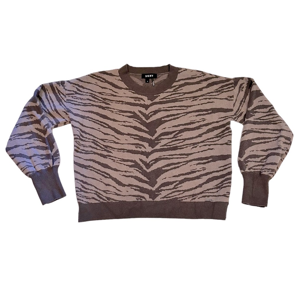 DKNY | Woman’s Grey Tiger Striped Sweater Size XS